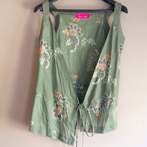 Unique vest from NYC boutique, cotton vest with embroidery embellishment, sz S